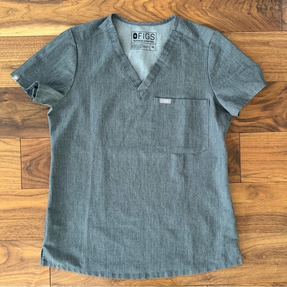 Figs Catarina One Pocket Scrub Top V-Neck Stretch Women XS Graphite FW1000 - Picture 10 of 12